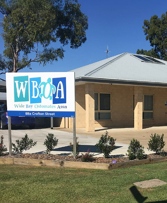 Wide Bay Ostomates Assn building with signage