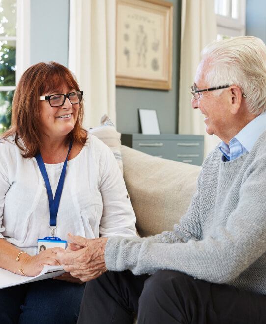 Senior man receiving support and information from WBOA staff